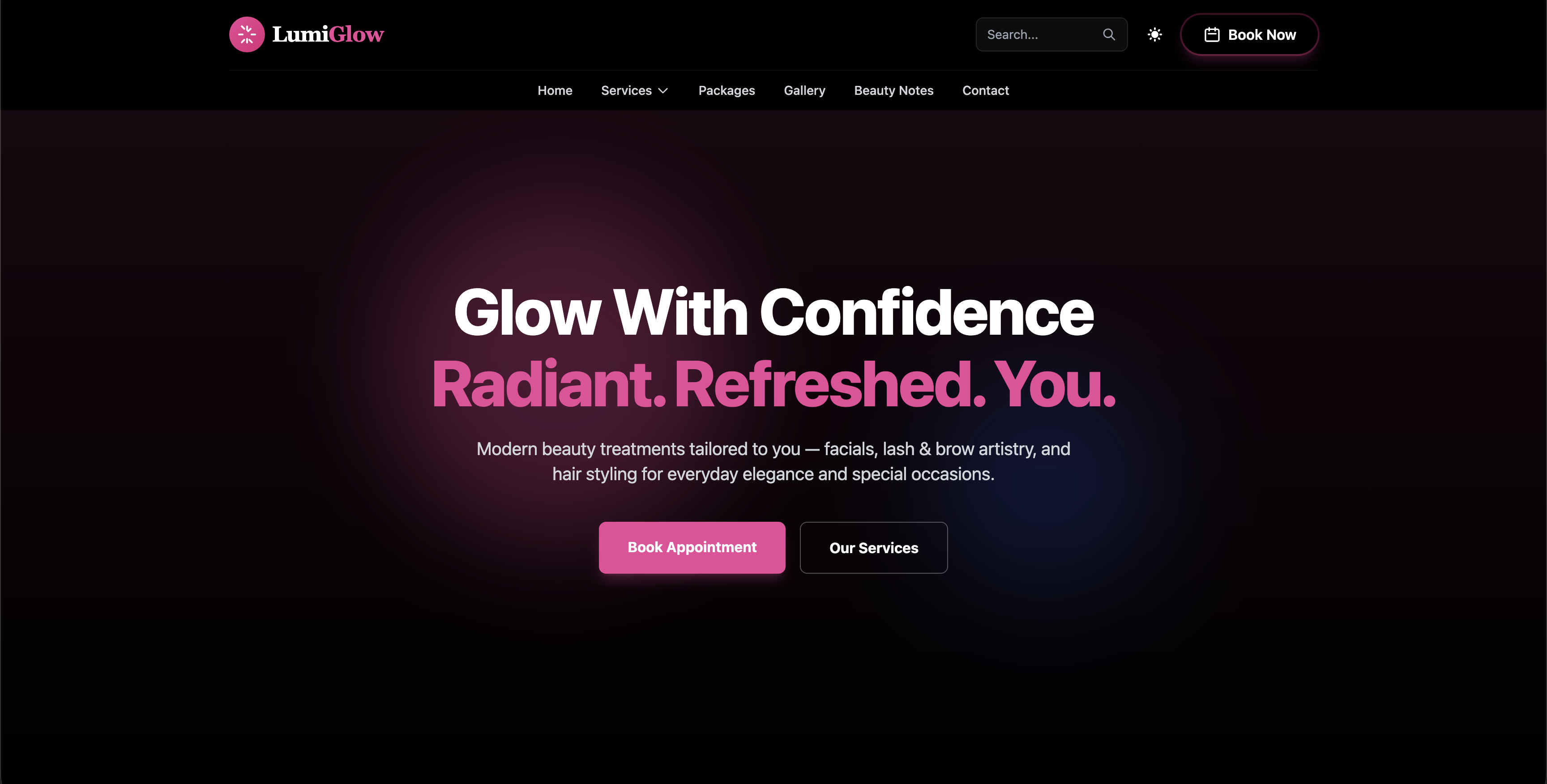 LumiGlow - Premium Tailwind CSS Template Preview