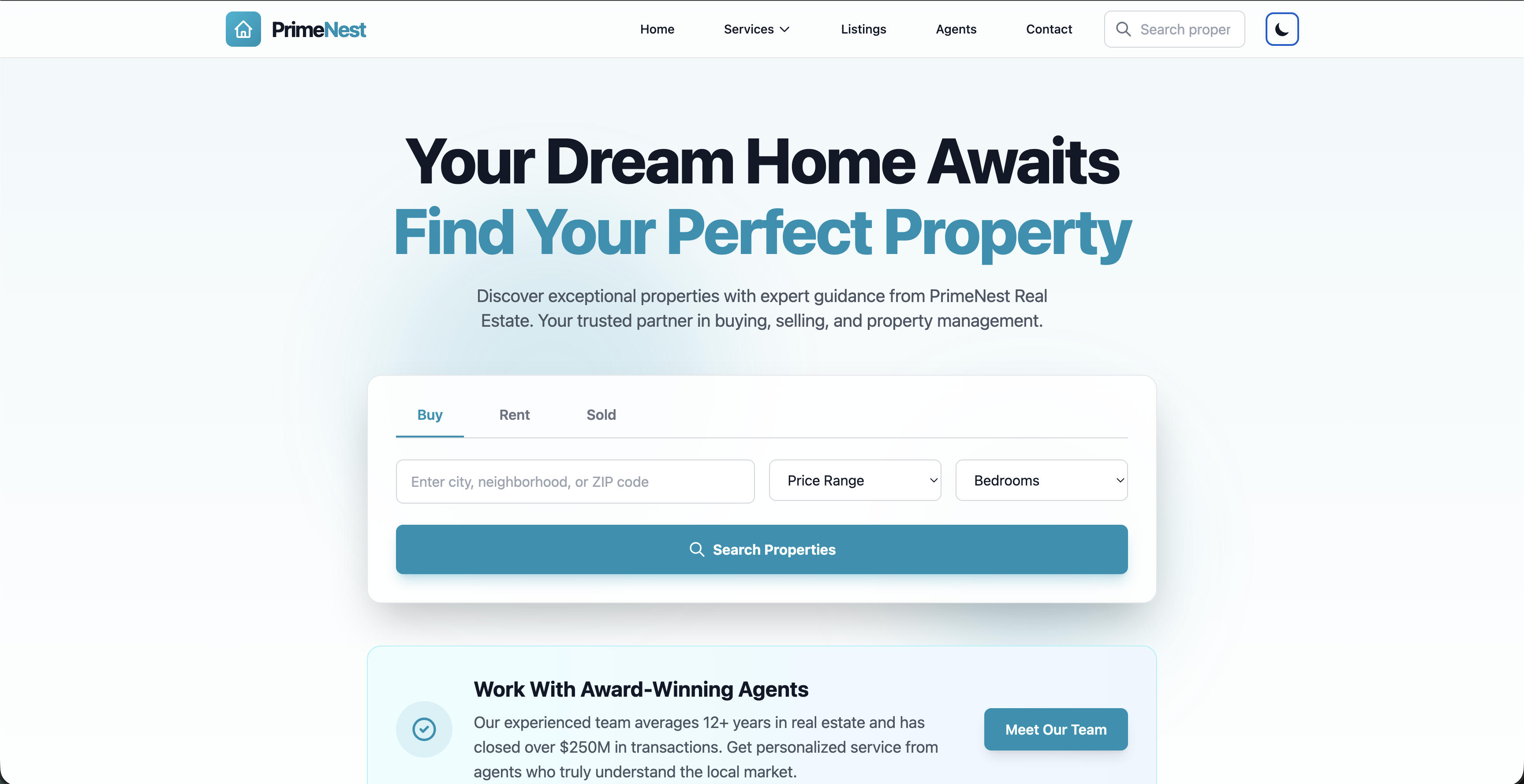 PrimeNest - Premium Tailwind CSS Template Preview