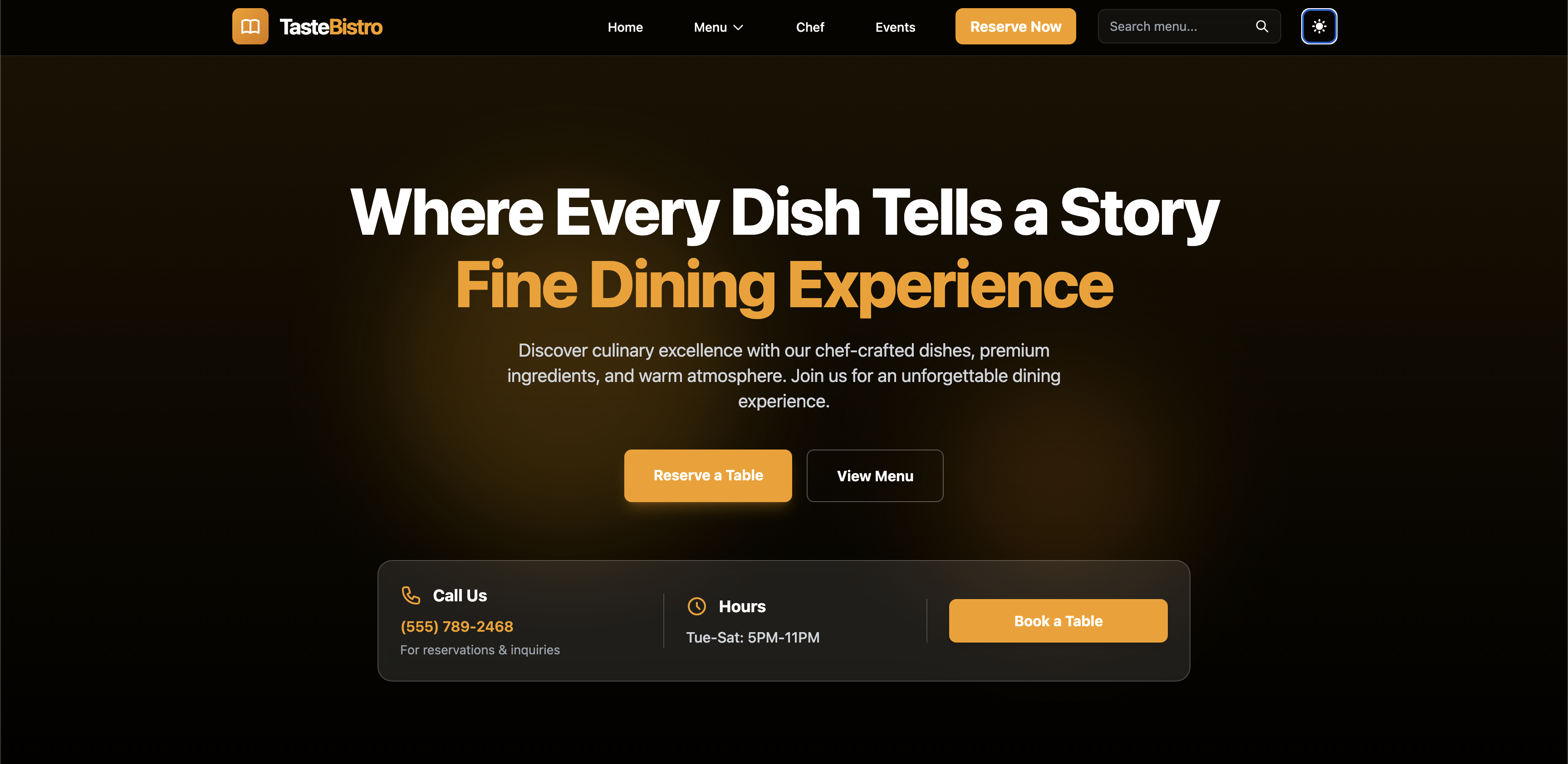 TasteBistro - Premium Tailwind CSS Template Preview